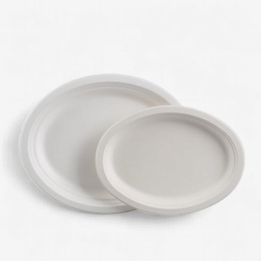 Oval Sugarcane Fiber Plate (500Pcs/Ctn)