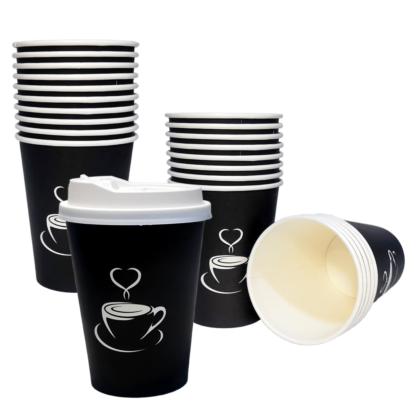 12oz Single Wall Paper Cup - Black Printing (1000Pcs/Ctn)