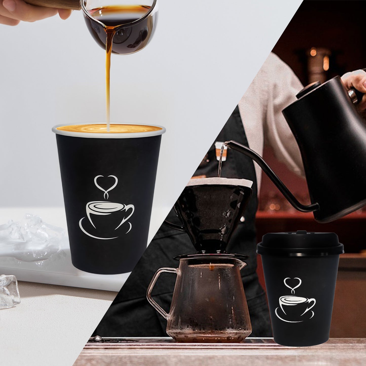 12oz Single Wall Paper Cup - Black Printing (1000Pcs/Ctn)