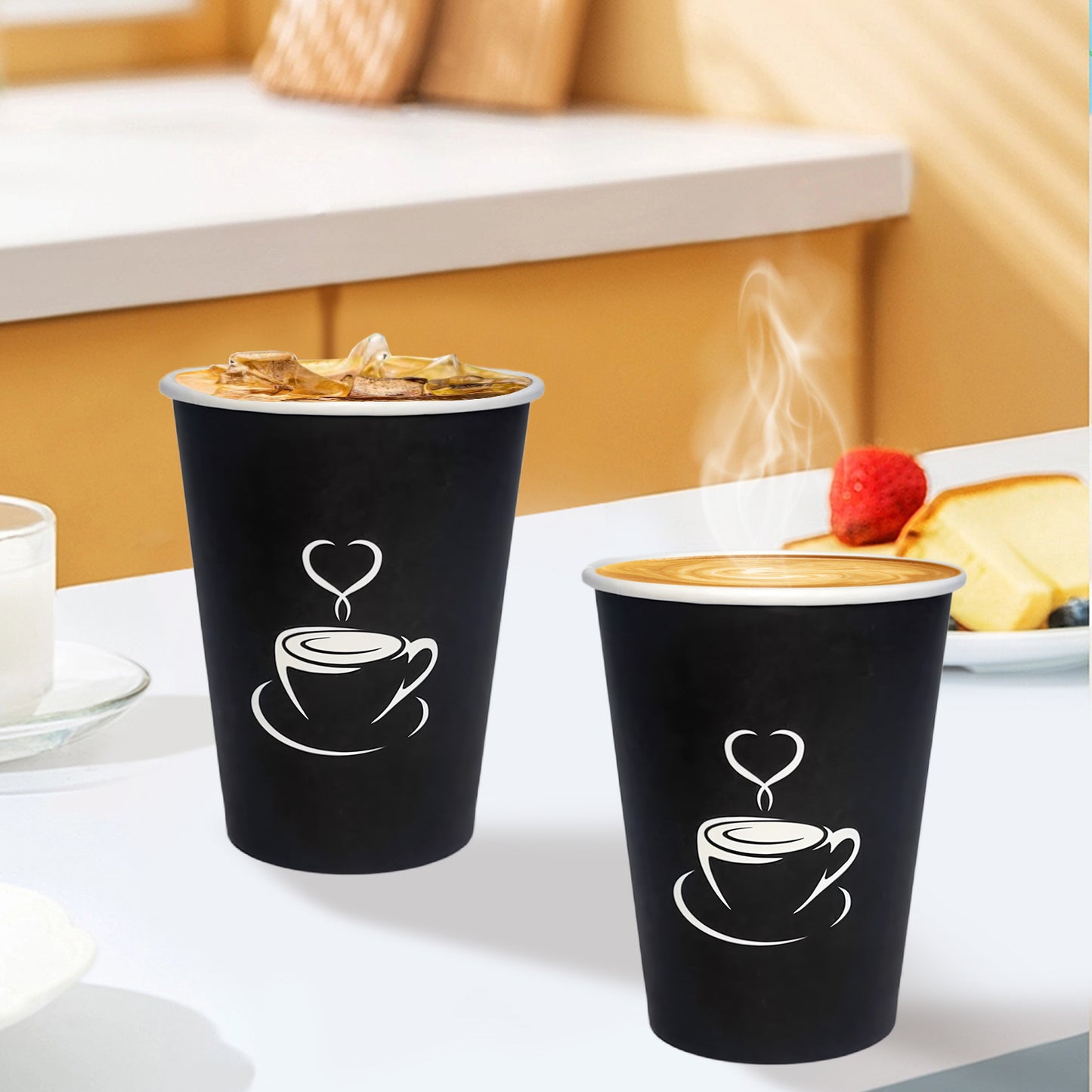 12oz Single Wall Paper Cup - Black Printing (1000Pcs/Ctn)