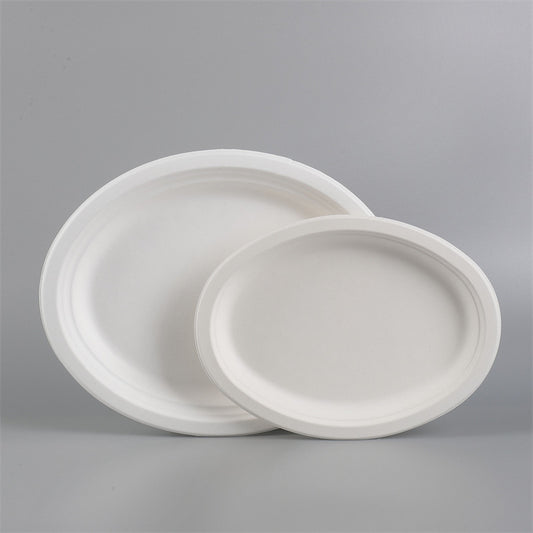 12.5" Inch Oval Sugarcane Fiber Plate (500Pcs/Ctn)