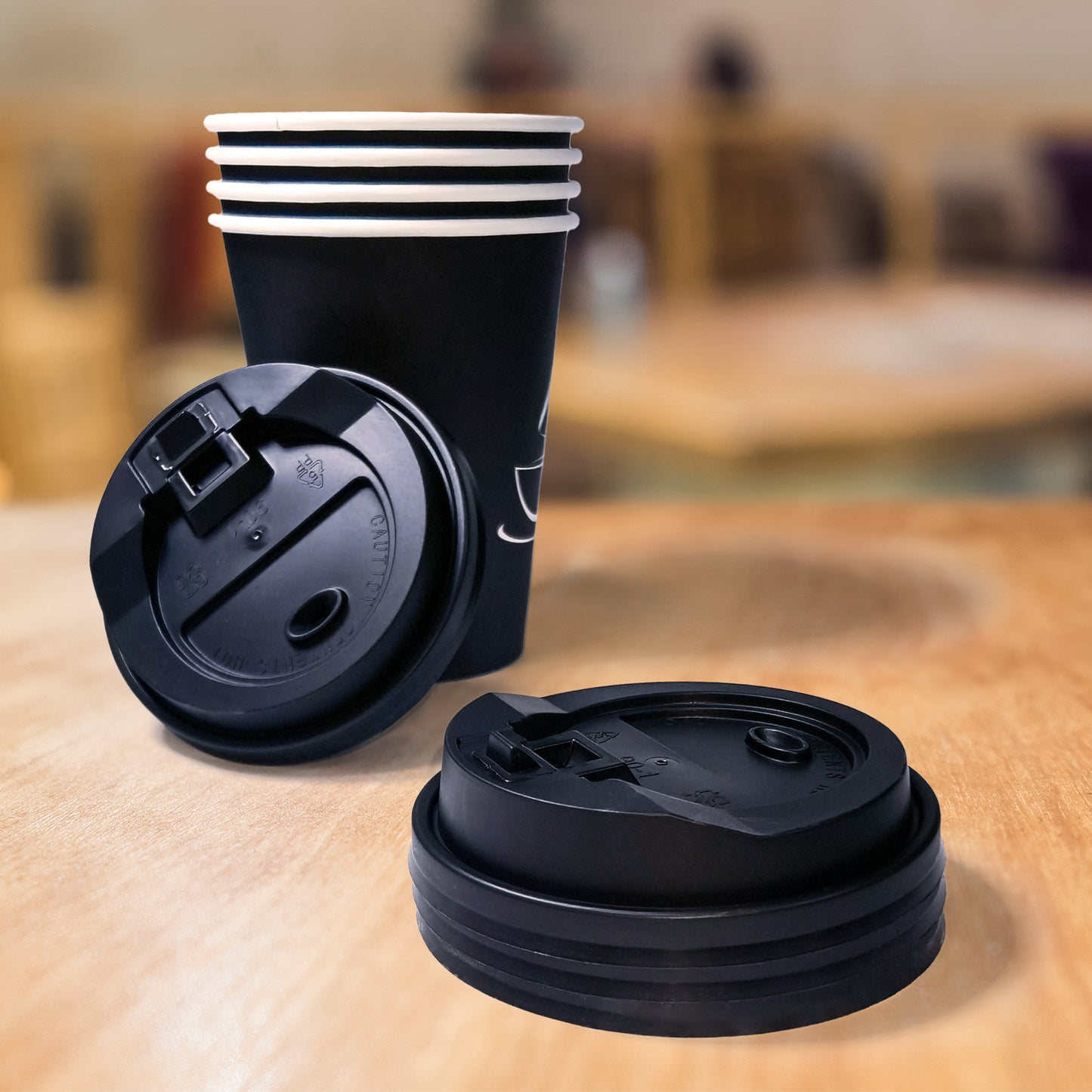 90mm PP Cup Lid - Black (1000Pcs/Ctn)