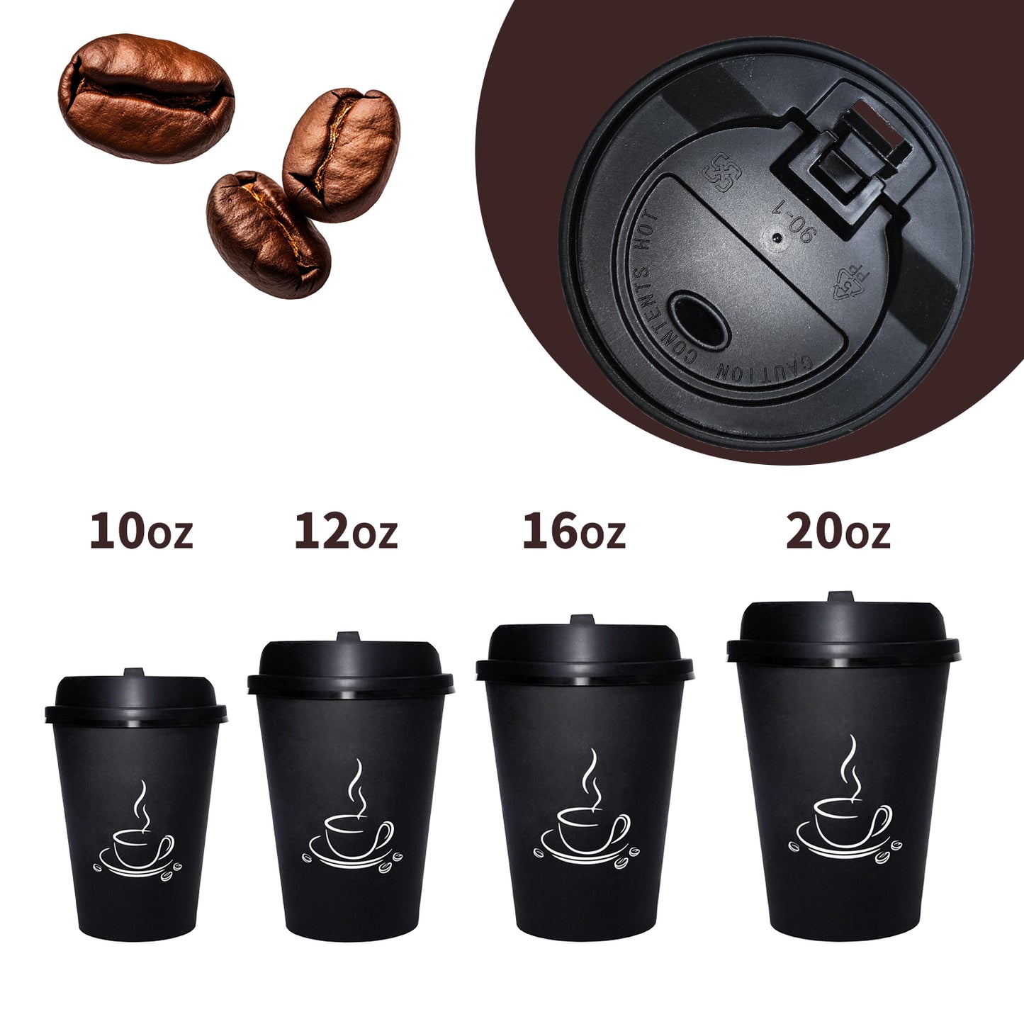 90mm PP Cup Lid - Black (1000Pcs/Ctn)