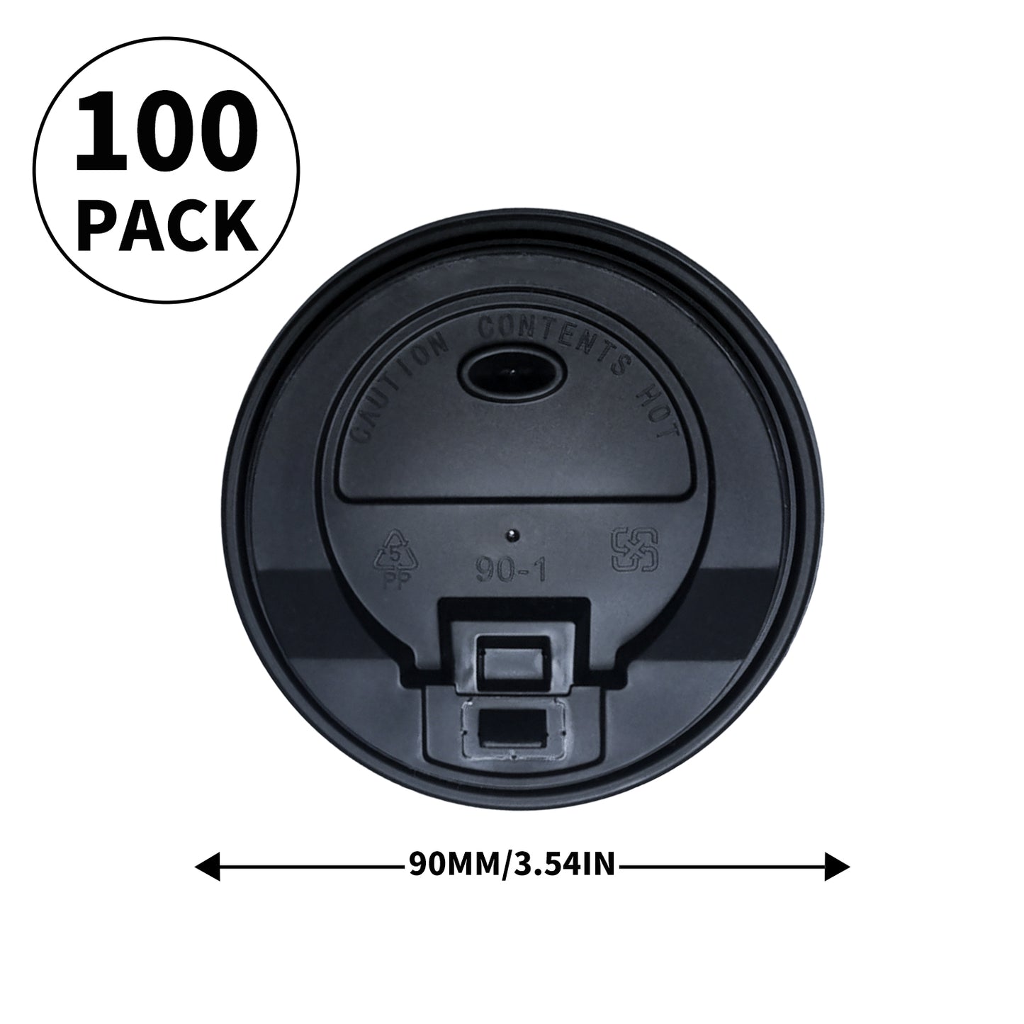 90mm PP Cup Lid - Black (1000Pcs/Ctn)