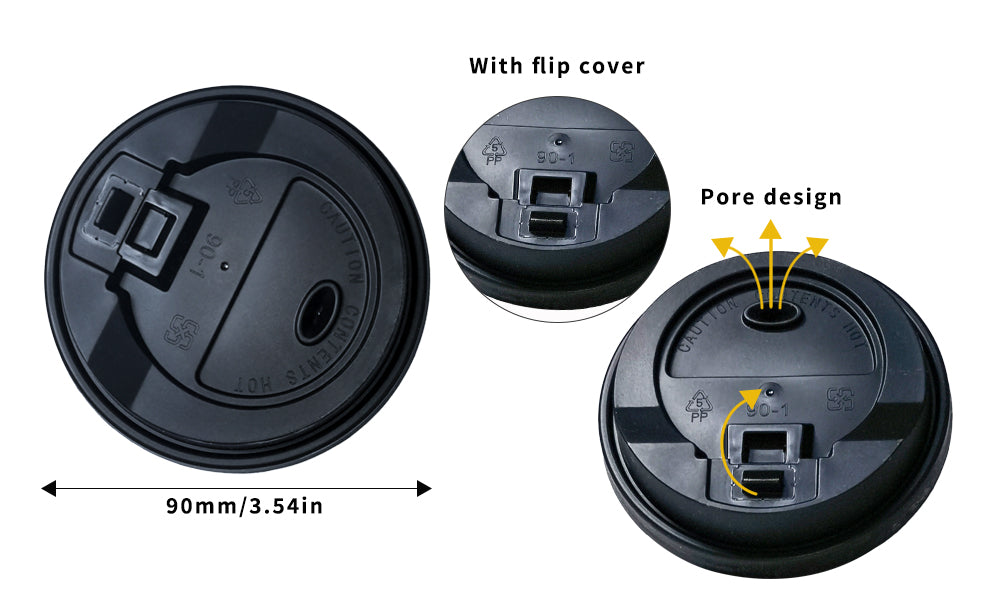 90mm PP Cup Lid - Black (1000Pcs/Ctn)