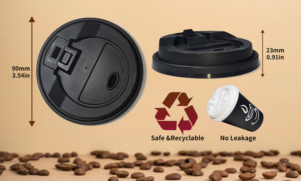 90mm PP Cup Lid - Black (1000Pcs/Ctn)