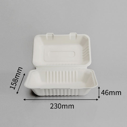9” x 6” Biodegradable Container (Bagasse Clamshell)